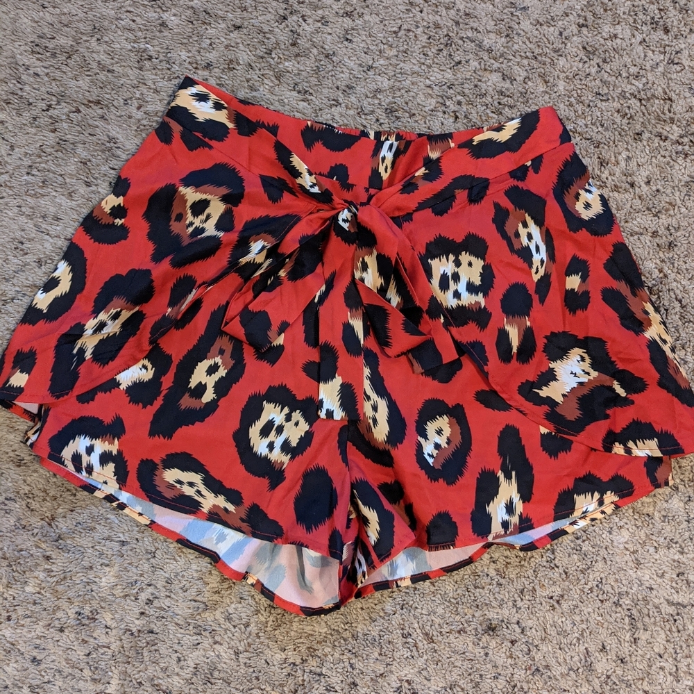 Nwot red cheetah print shorts